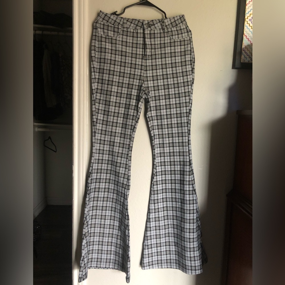 Blue and Black Flared trousers